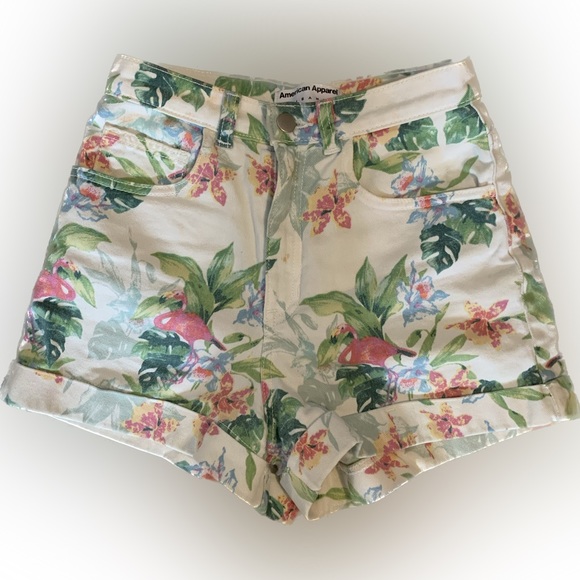 American Apparel high waisted flamingo print shorts - Picture 3 of 5